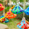 Hand Blown Glass Hummingbird Feeder Outdoor Hanging