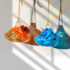 Hand Blown Glass Hummingbird Feeder Outdoor Hanging